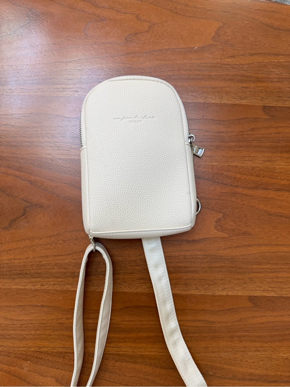 Inicat Women's Cream Crossbody Phone Bag - Minimal Leather Pouch